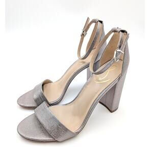 Sam Edelman Yaro Block Heel Sandals Ankle Strap Women's Silver Size US9 EU40